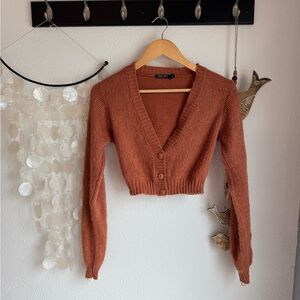 Nasty Gal Burnt Orange Cropped Sweater
